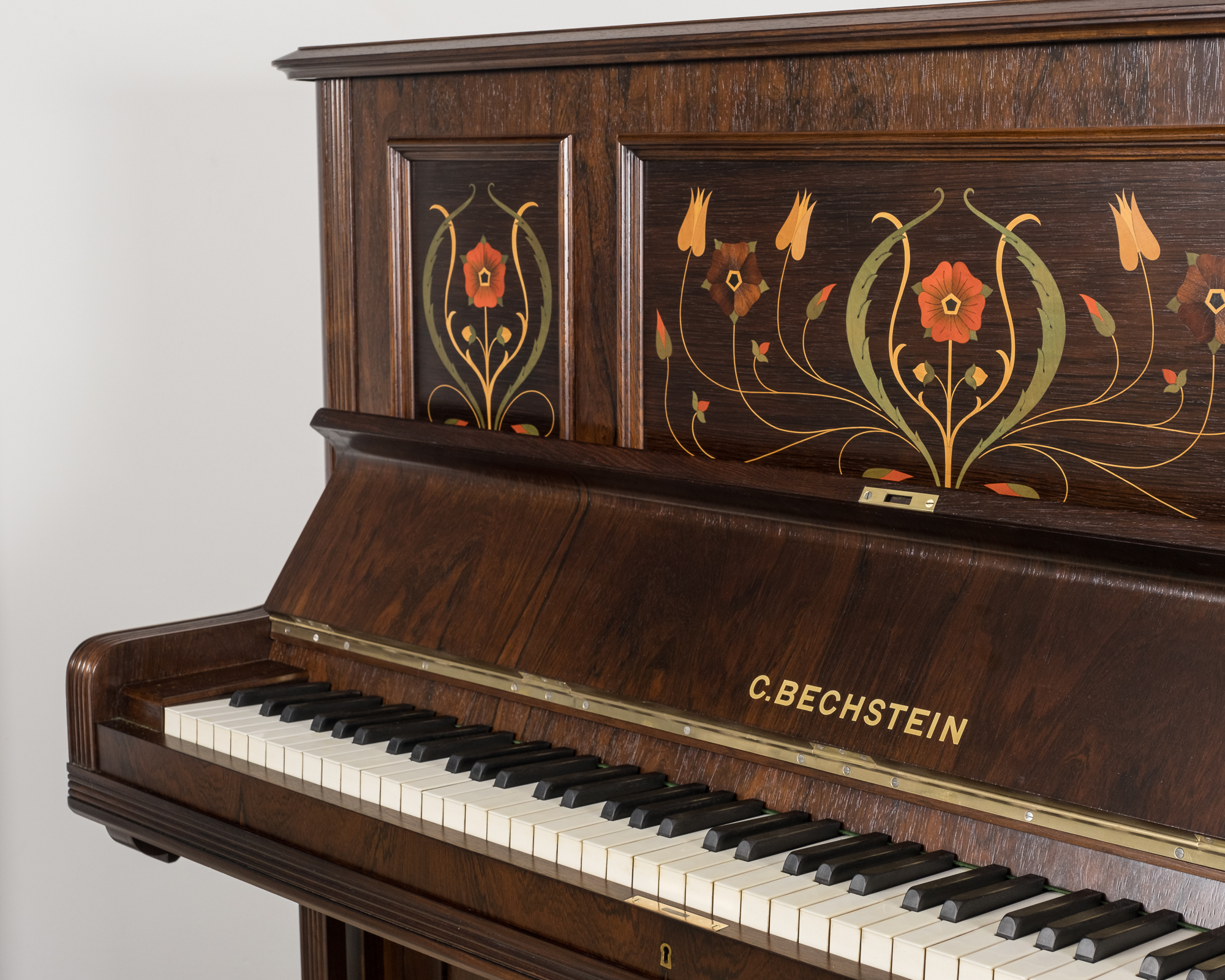 C Bechstein Upright in Rosewood with Inlay- keys