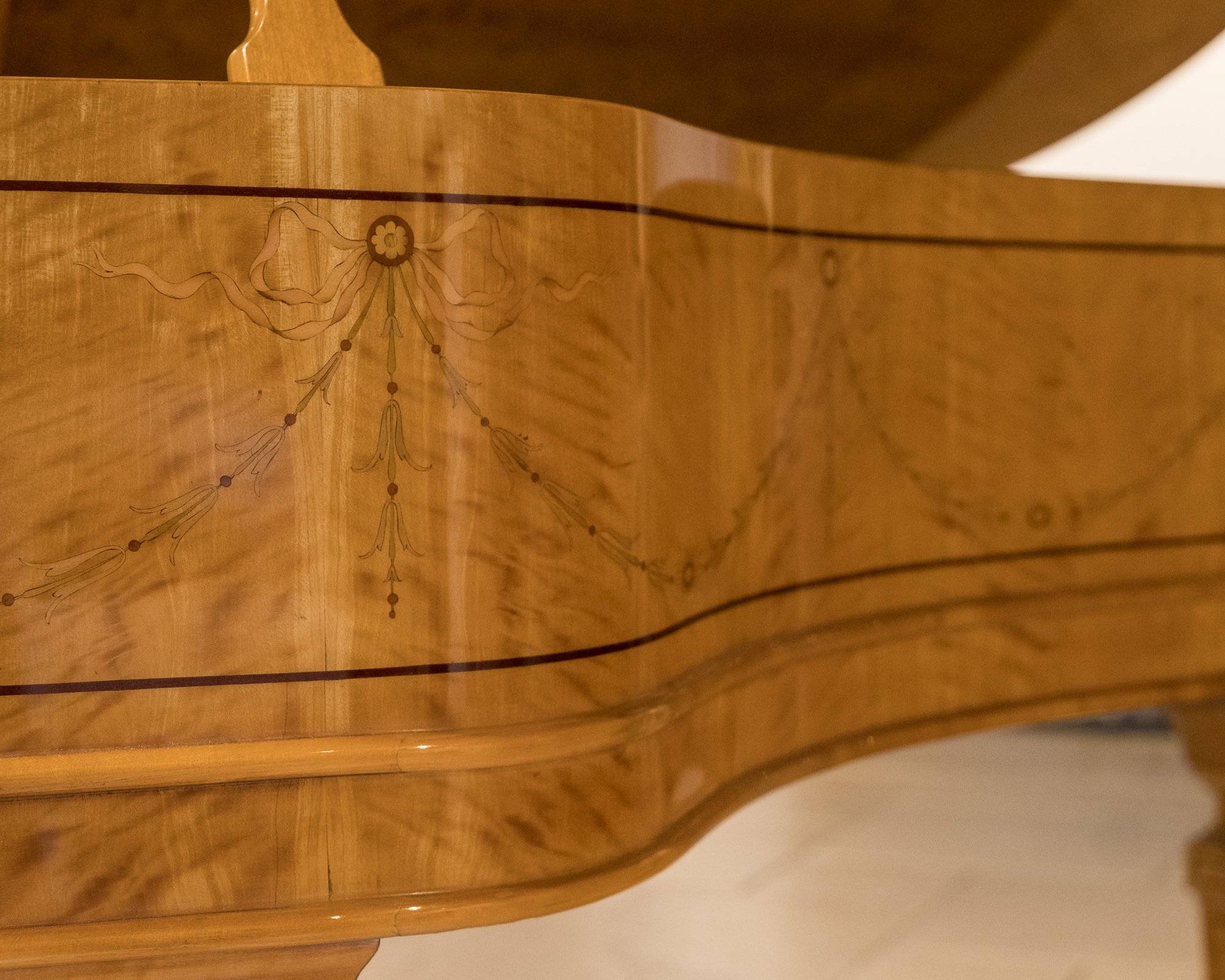Steinway Model O Artcase Grand Piano in Pale Golden Satinwood