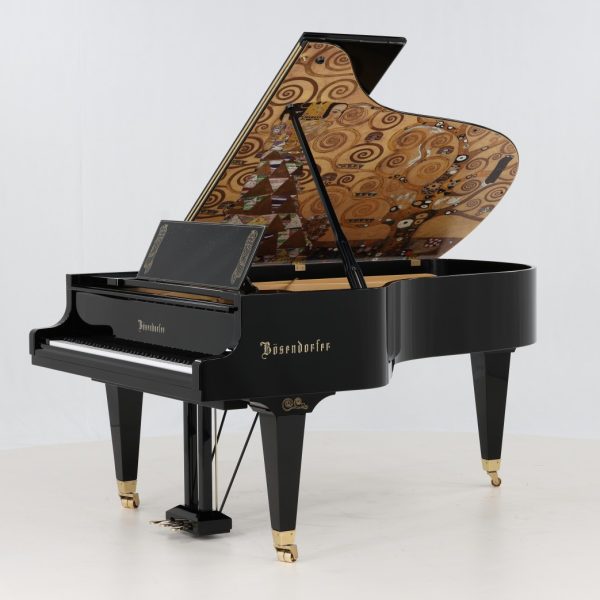 Side view showing the inside angle of the Bosendorfer 214VC 'Tree of Life' Grand Piano - c2023 grand piano lid